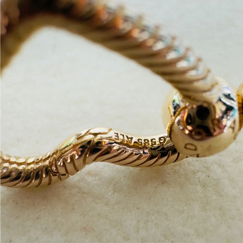 ❗️NEW❗️Pandora 14k Gold  Moments Heart Closure Snake Chain Bracelet 6.3 Inches - Picture 3 of 10
